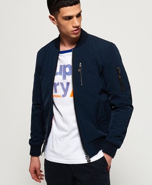 Superdry SDR Wax Flight Bomber Férfi Kabát Sötétkék | HQVLU7984